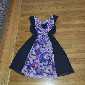 solid black and floral patterned dress from express size XS